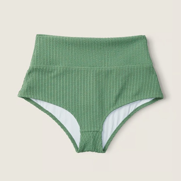 PINK CRINKLE HIGH-WAIST SHORTIE BIKINI BOTTOM - Picture 1 of 6